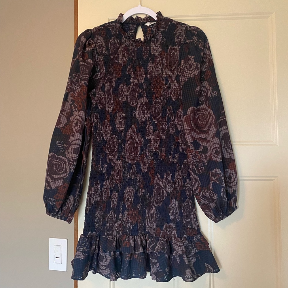 Dark Floral Dress - Zara